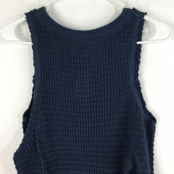 Elan Cold Shoulder Blue Sweater Dress Cotton - Picture 6 of 8